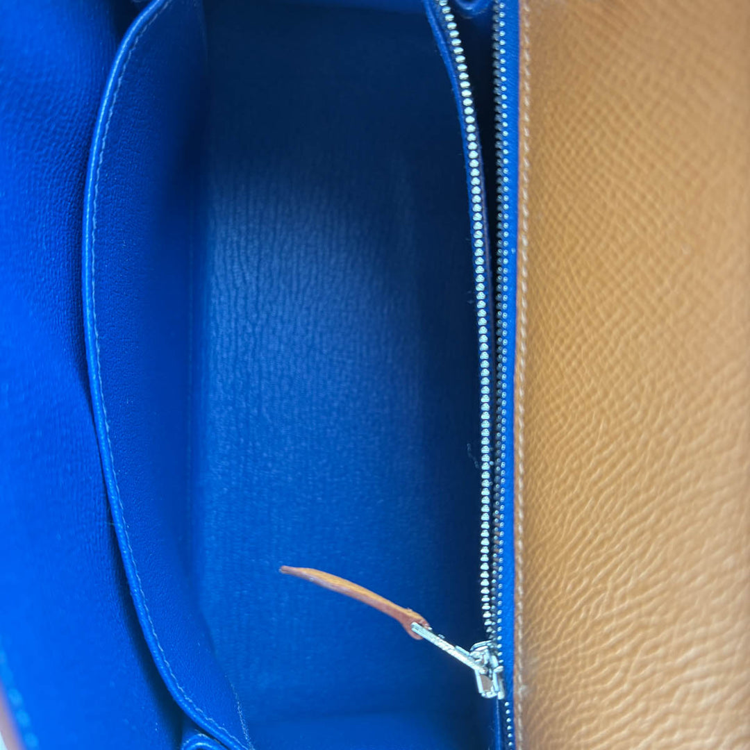 Hermes Kelly 25cm Multi Color Gold/Black/Nata/Blue Epsom