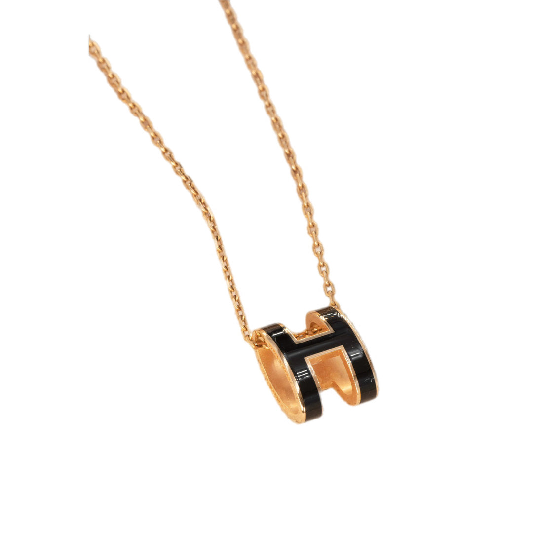 Hermes H Pop Black Rose Gold Large Necklace