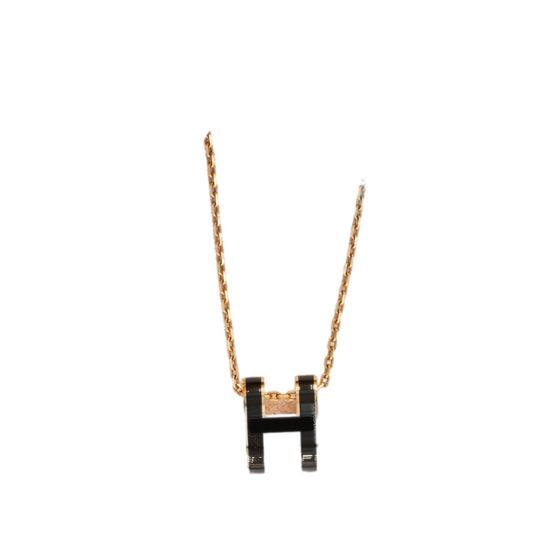 Hermes H Pop Black Rose Gold Large Necklace