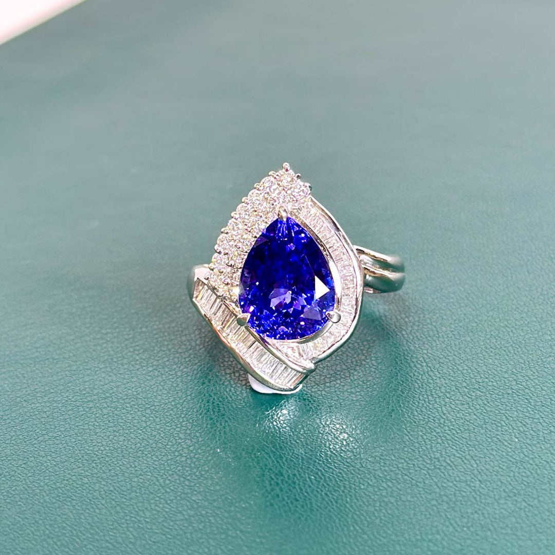 Natural Tanzanite White Diamond Ring D7.09CT d1.18CT,PT