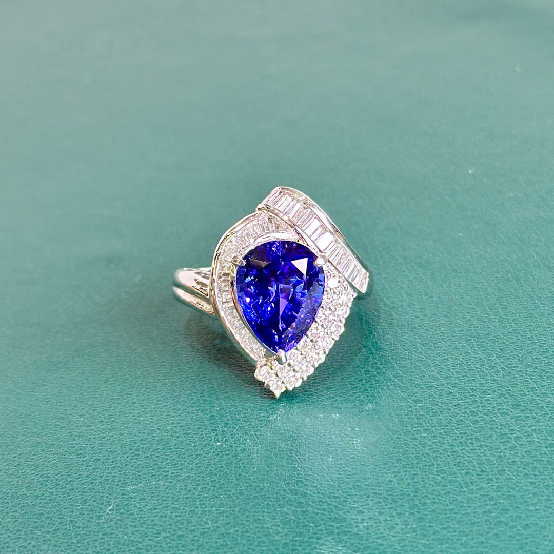 Natural Tanzanite White Diamond Ring D7.09CT d1.18CT,PT