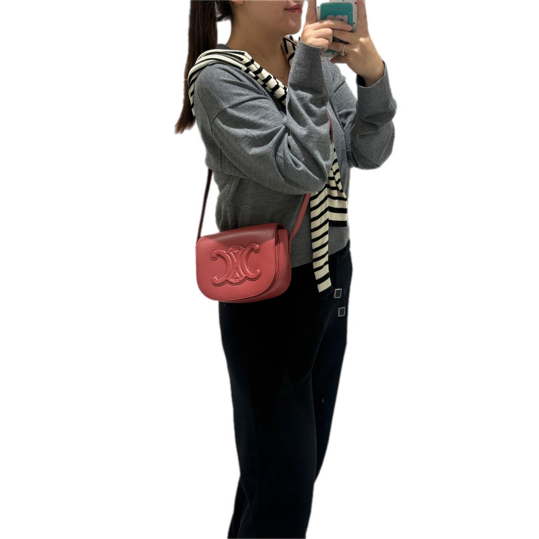 Celine Smooth Calfskin Cuir Triomphe Folco Crossbody Bag