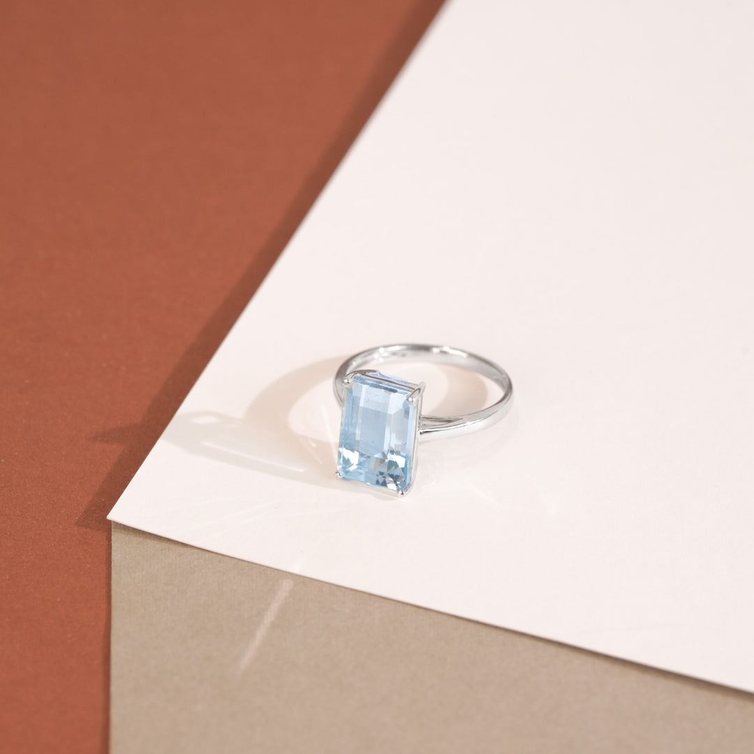 Natural Aquamarine Stone Ring 3.55ct 18k Gold