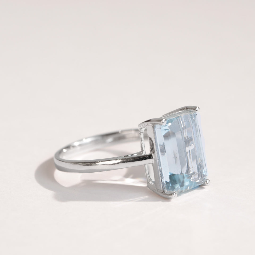 Natural Aquamarine Stone Ring 3.55ct 18k Gold