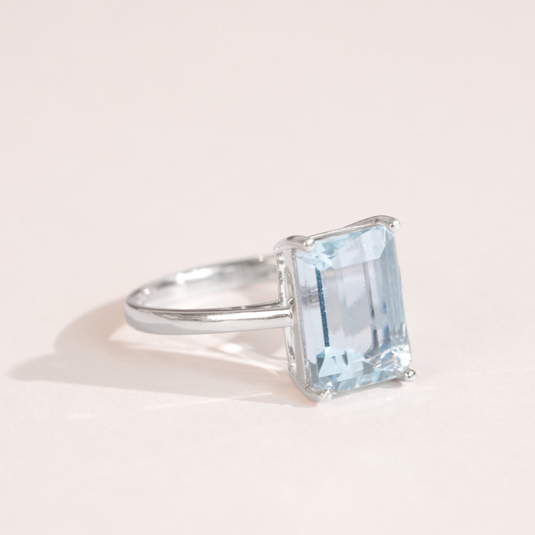 Natural Aquamarine Stone Ring 3.55ct 18k Gold