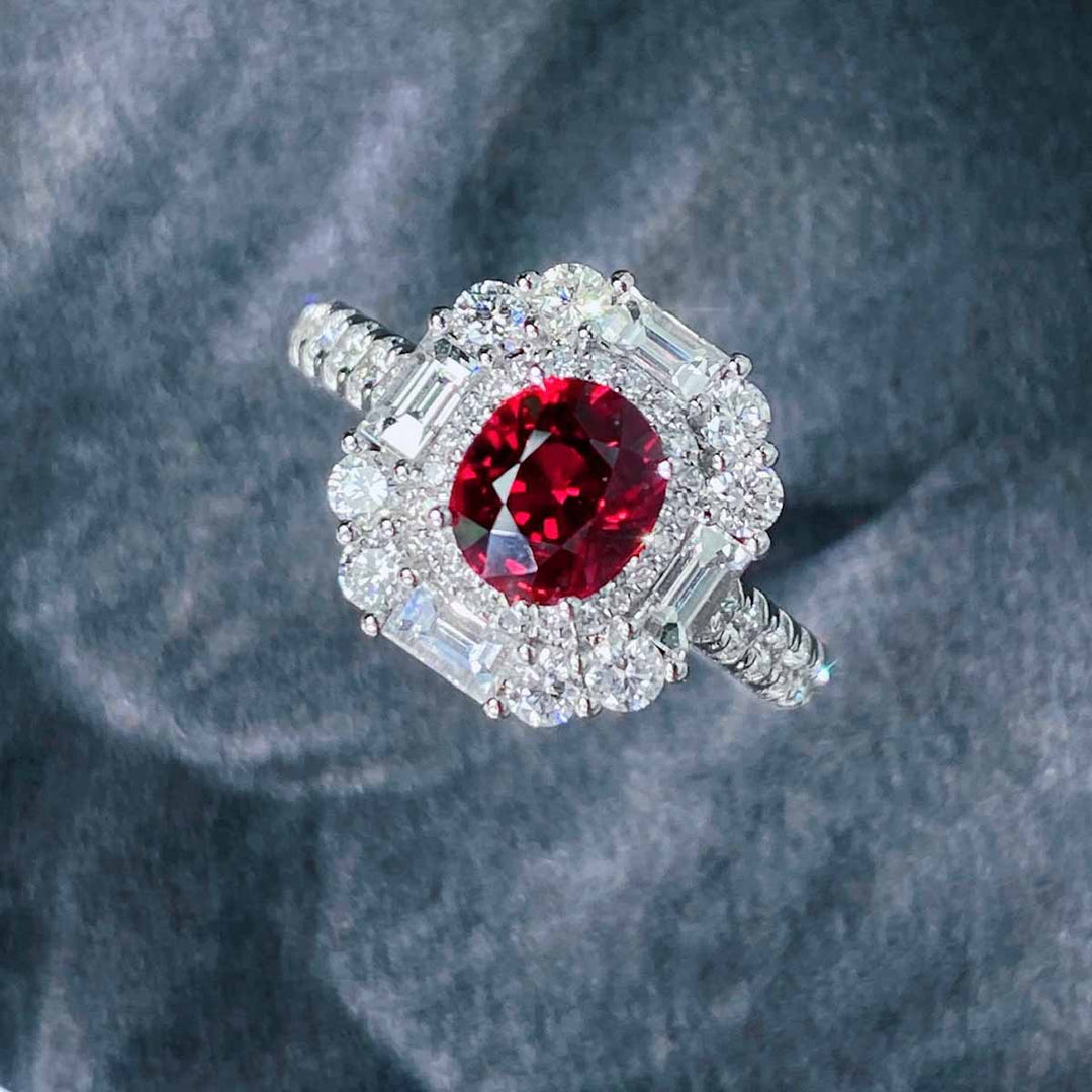 No Heat Natural Pigeon Blood Ruby Diamond Ring D:1.43ct d:1.275ct – 18K Gold Unheated