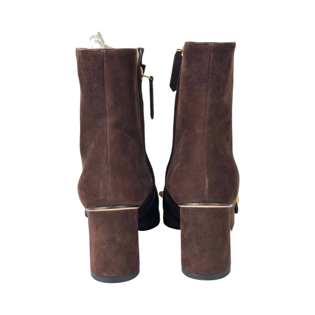 Gucci Brown GG Marmont Ankle Boots #36.5