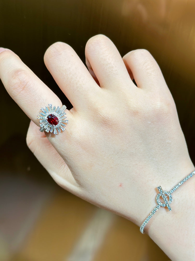 Natural Ruby Ring D1.49ct d0.947ct 18K, Mozambique AIGS Pigeon Blood NO HEAT