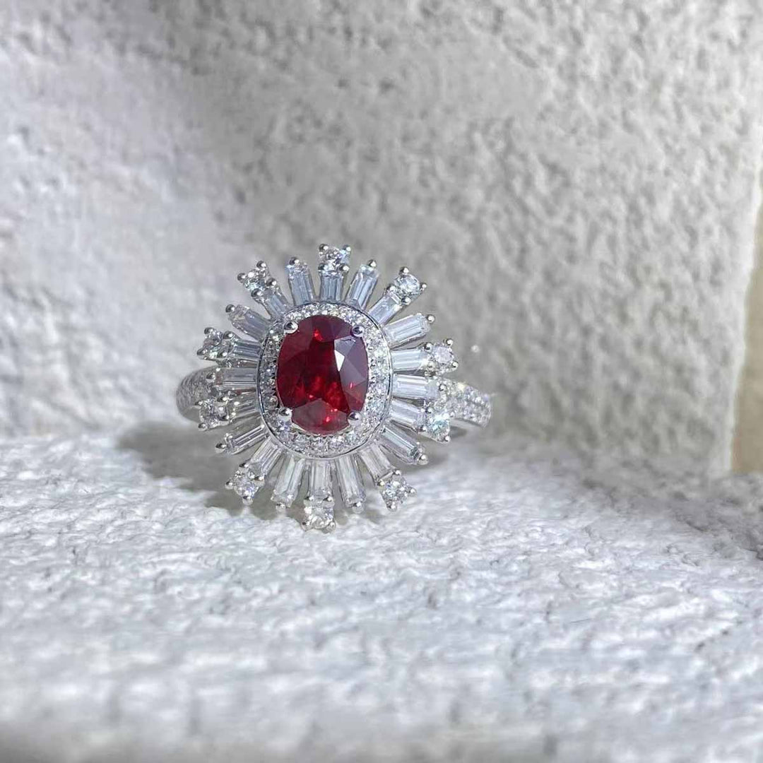 Natural Ruby Ring D1.49ct d0.947ct 18K, Mozambique AIGS Pigeon Blood NO HEAT