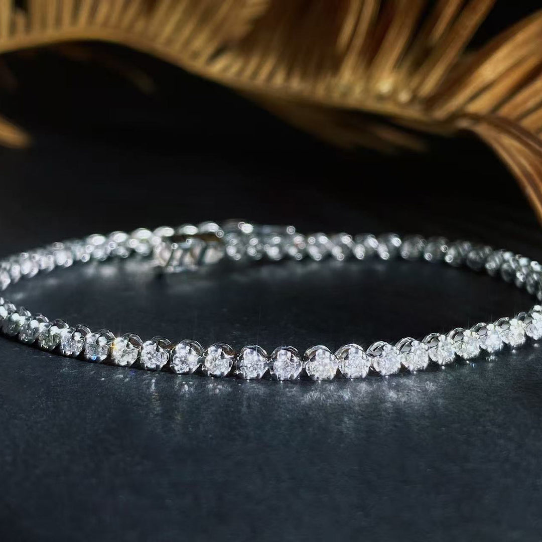 Natural White Diamond Tennis Bracelet D1.50ct,18K F-G VS