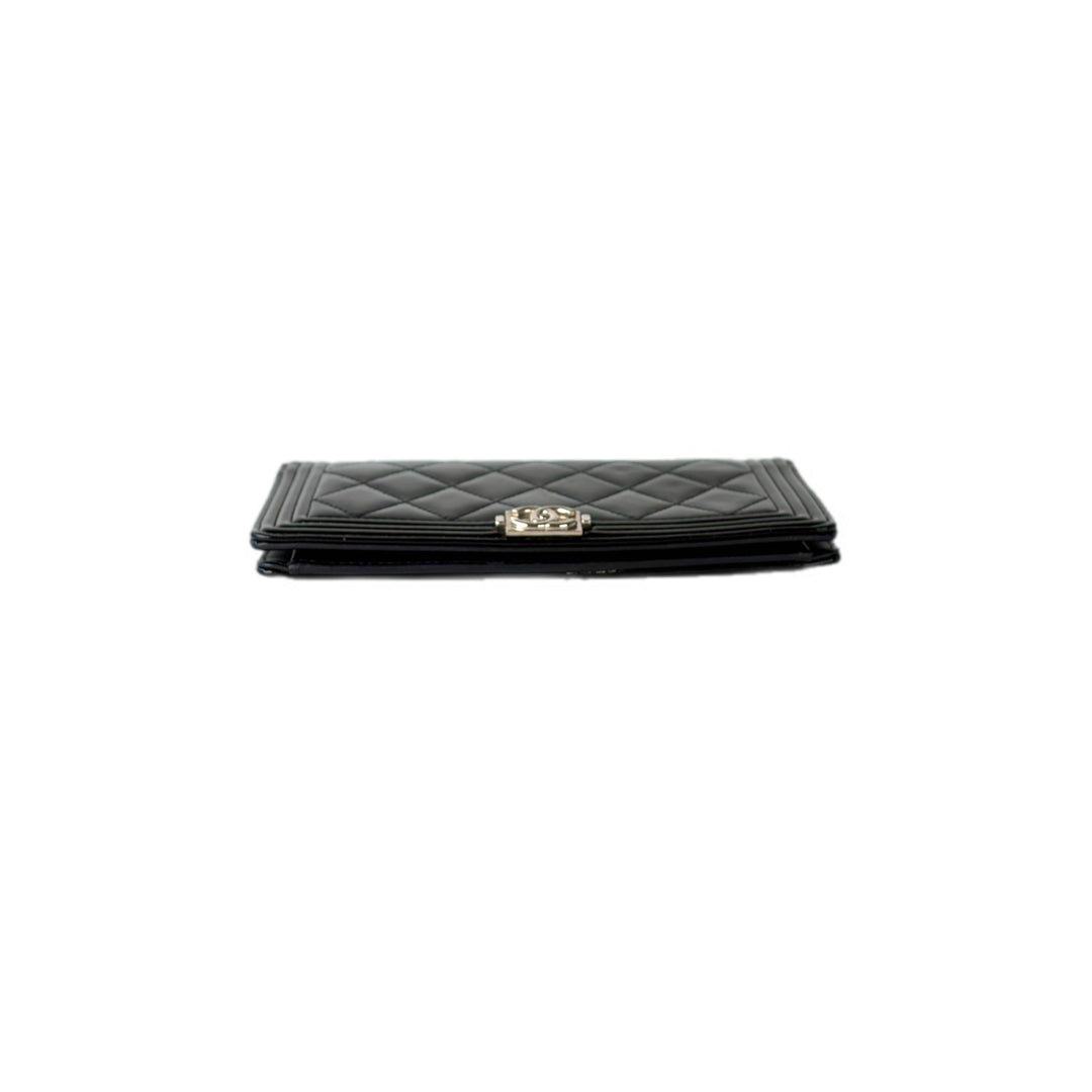 Chanel Boy Long Wallet Black Patent