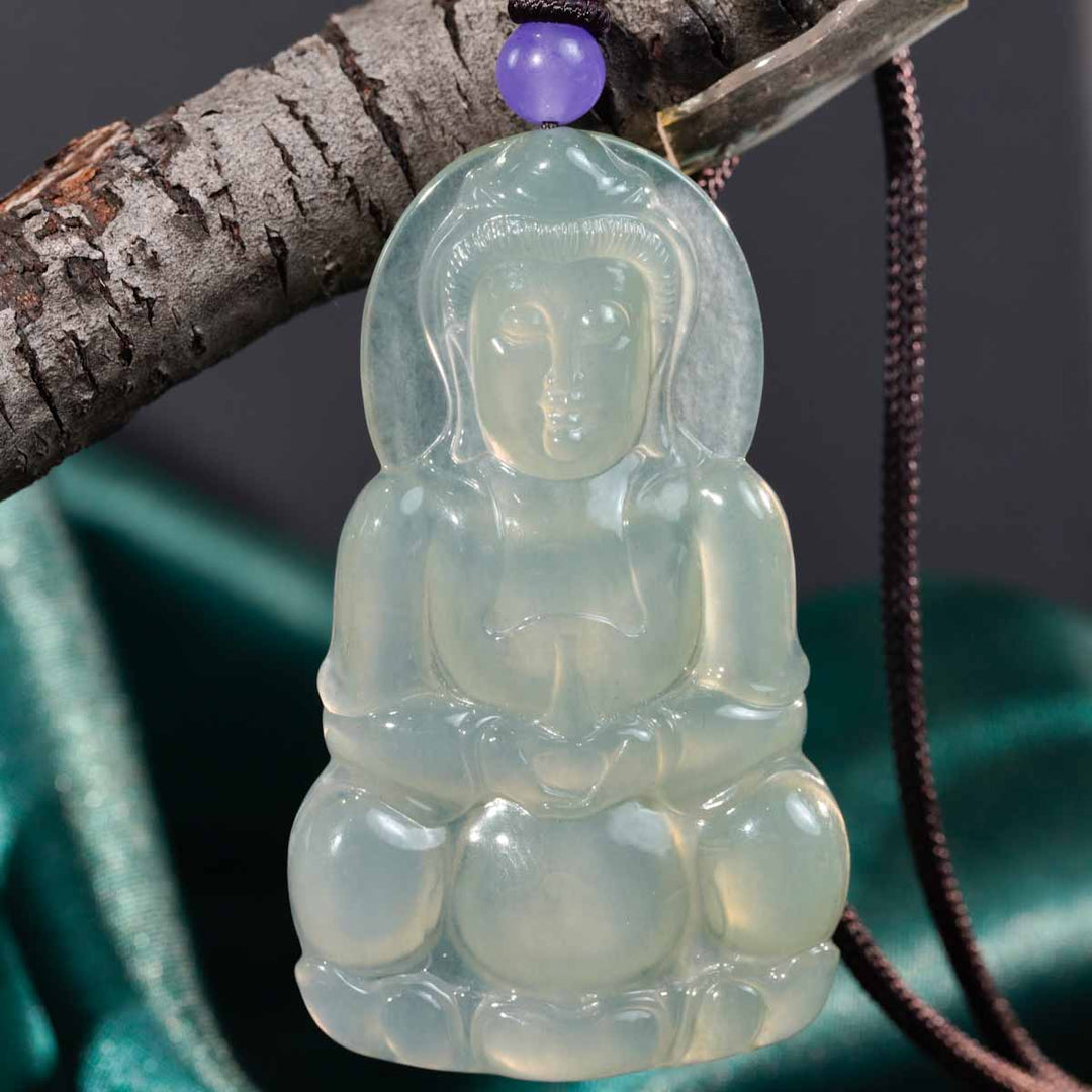 Burma Green Jade Avalokitesvara Necklace 56*33*6.1mm