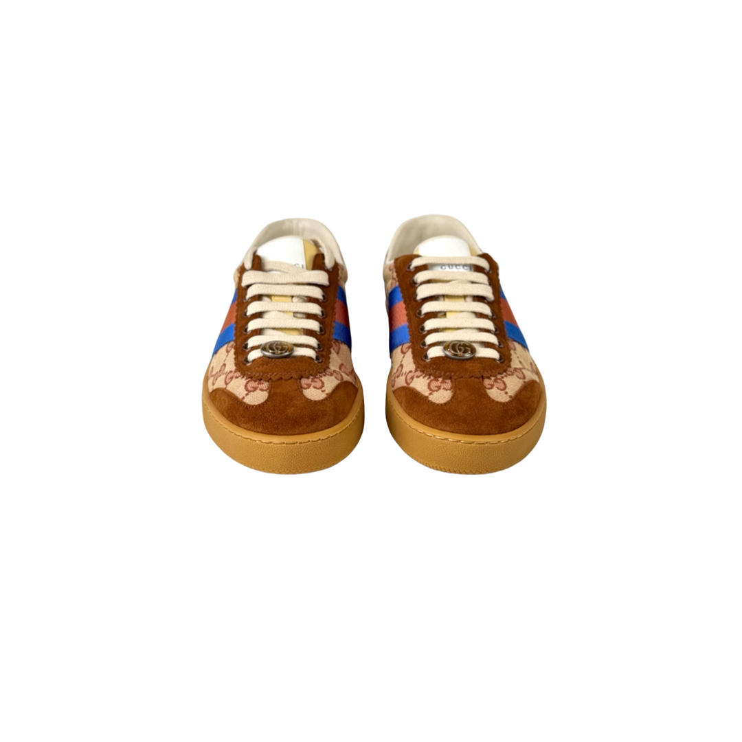 Gucci G74 Tricolor GG Canvas and Suede Web Low Top Sneakers #USM6.5