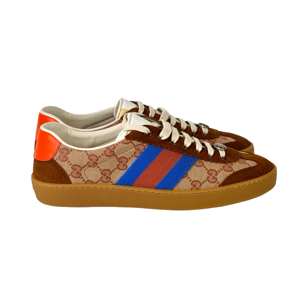 Gucci G74 Tricolor GG Canvas and Suede Web Low Top Sneakers #USM6.5