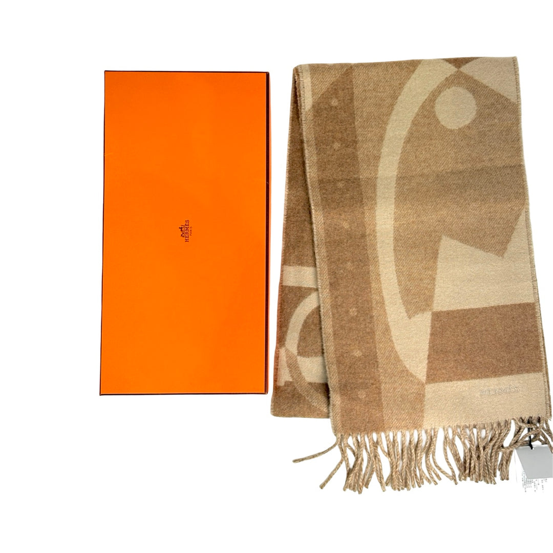 Hermes Brown Cashmere Scarf 170CM