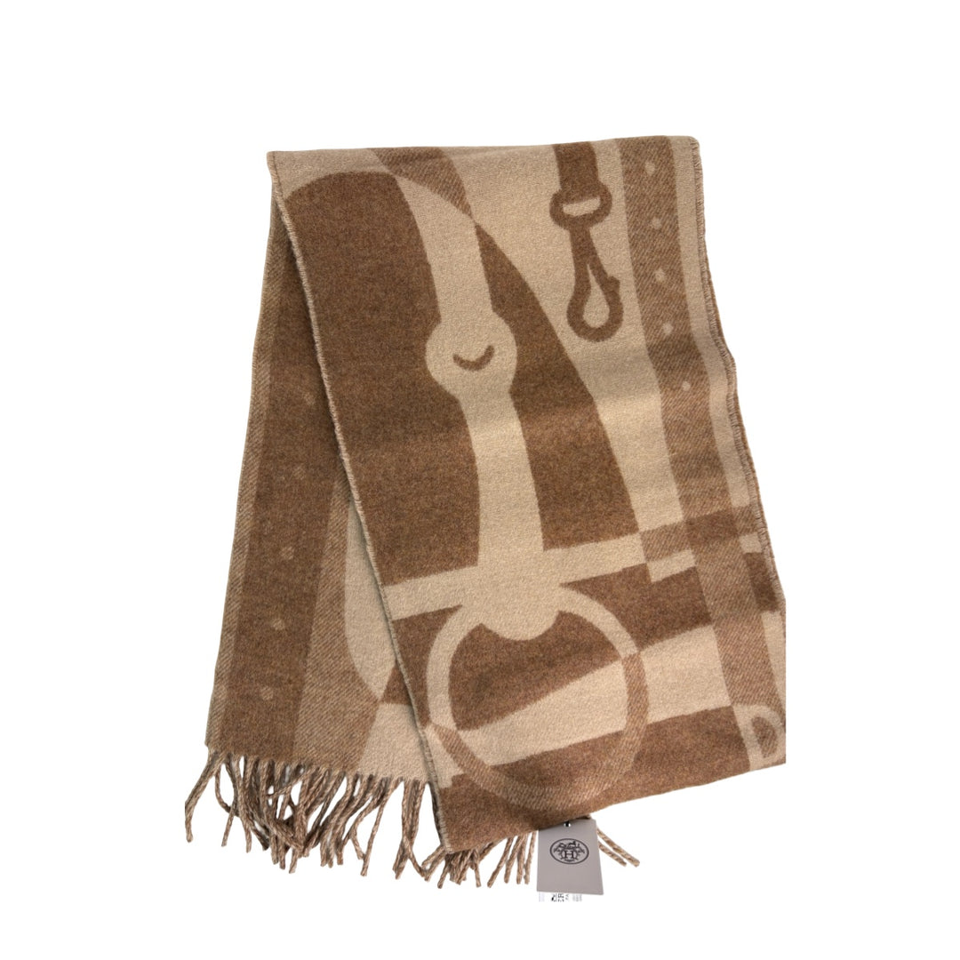 Hermes Brown Cashmere Scarf 170CM