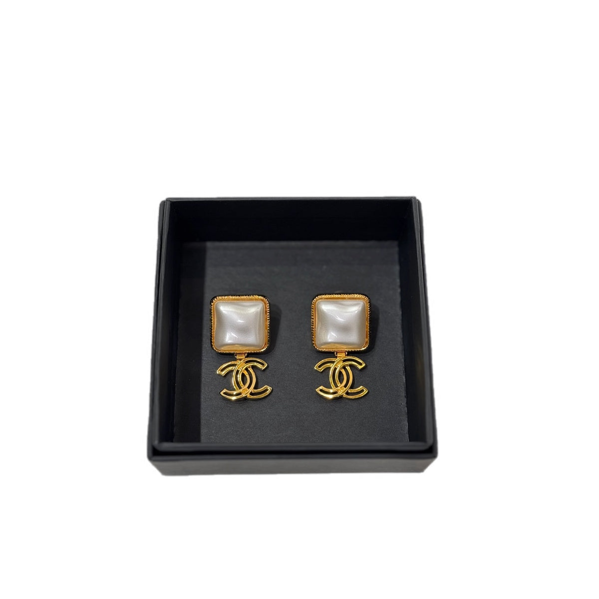 Chanel Aquare Pearl CC Logo Earrings