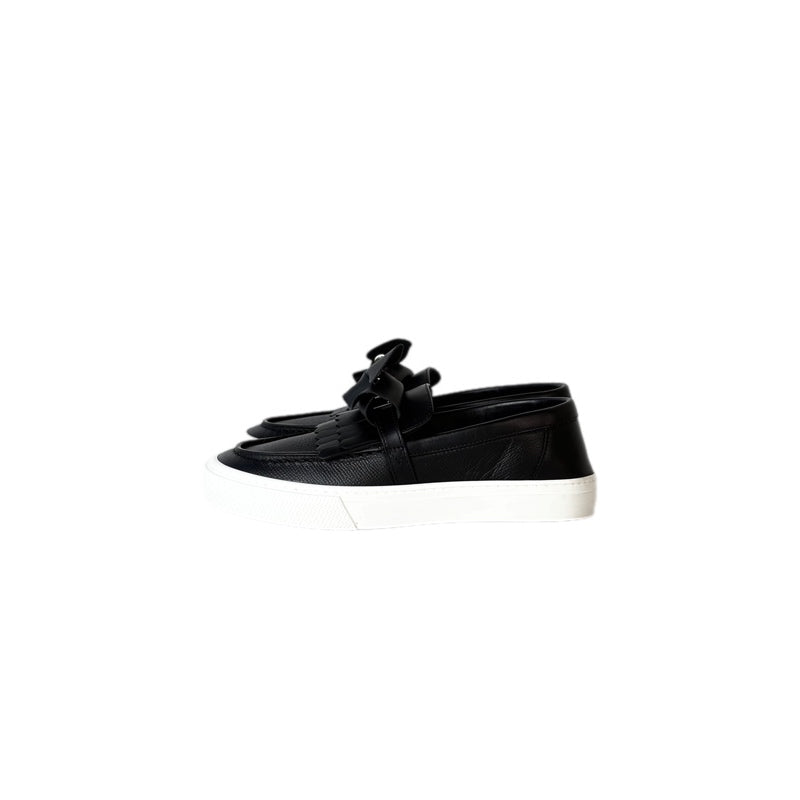 Hermes Game Epsom Calfskin Slip On Loafer Shoes Black #34