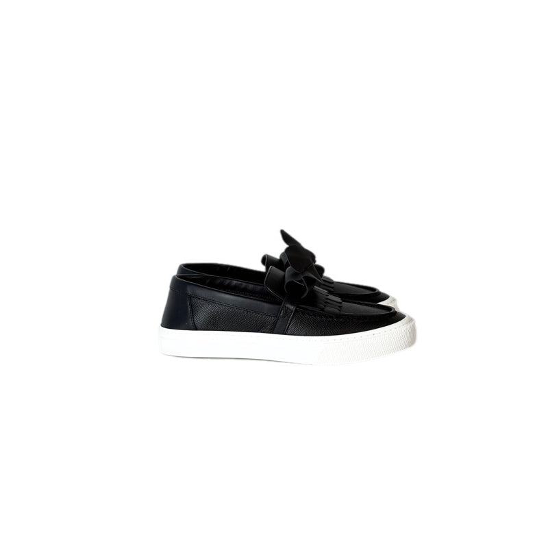 Hermes Game Epsom Calfskin Slip On Loafer Shoes Black #34