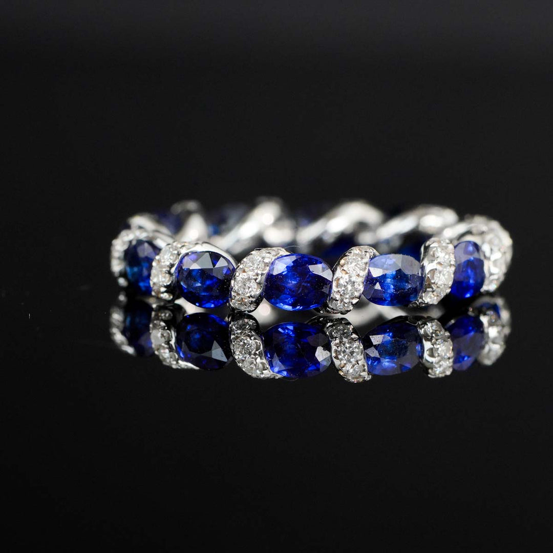 Natural Blue Sapphire Ring 2.96ct Diamond 0.405ct 18K Gold