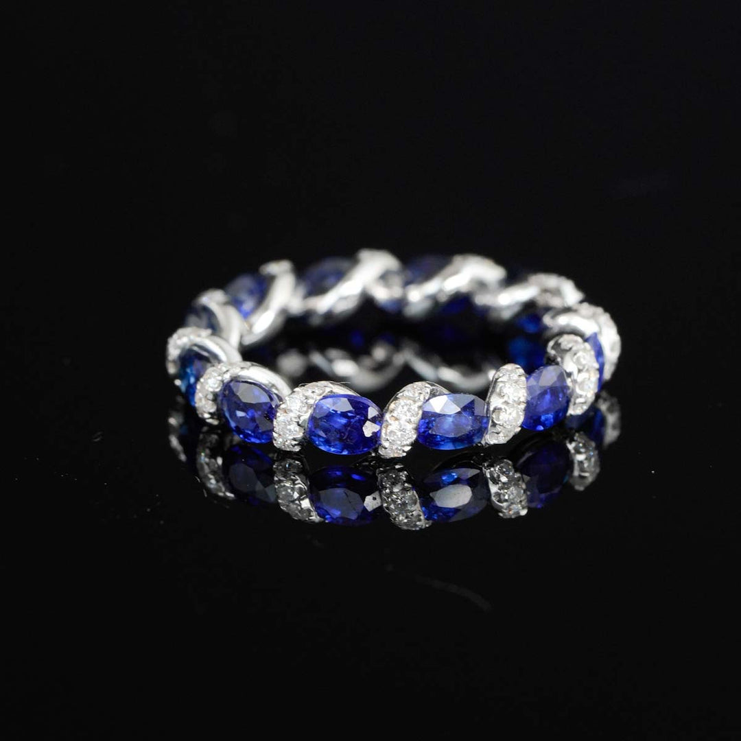 Natural Blue Sapphire Ring 2.96ct Diamond 0.405ct 18K Gold