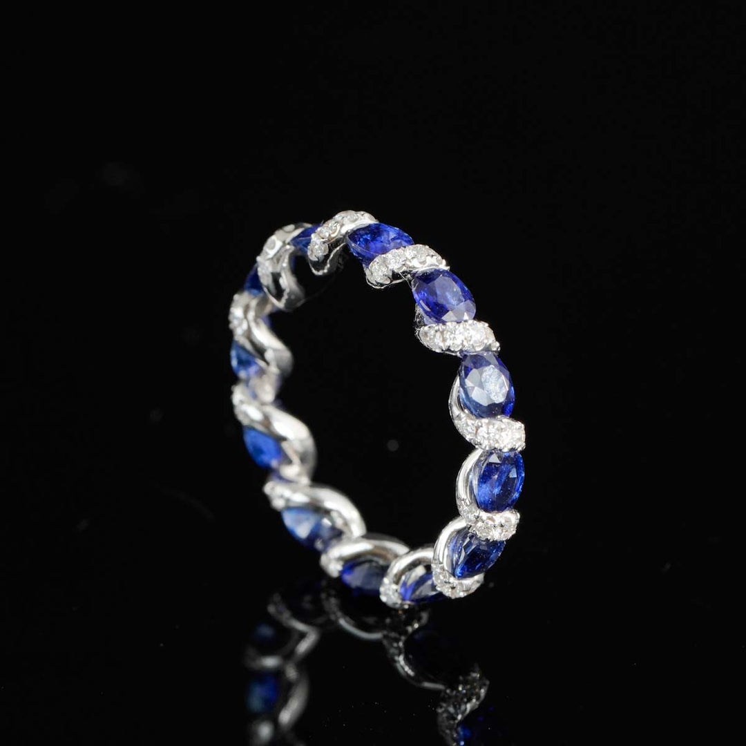 Natural Blue Sapphire Ring 2.96ct Diamond 0.405ct 18K Gold
