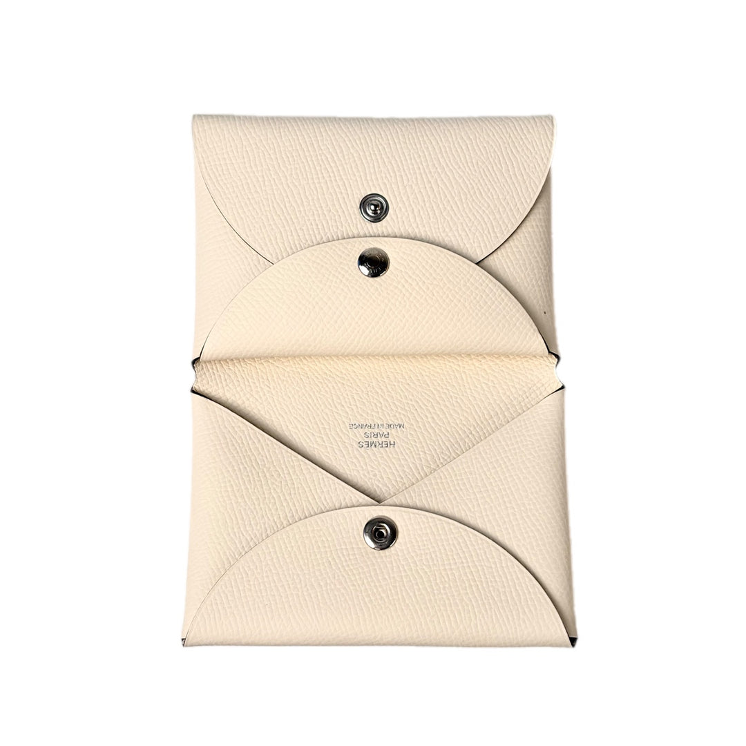 Hermes Calvi Duo Compact Card Holder Nata Epsom