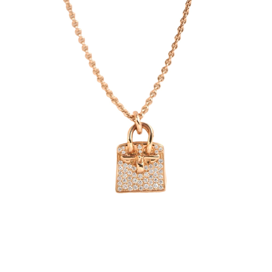 Hermes  Amulette Birkin Diamond Necklace 18K Gold