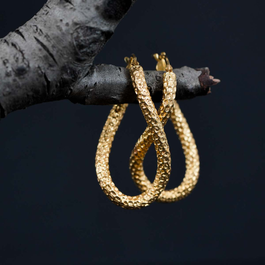 18K Solid Yellow Gold Hoop Earrings 2.36g