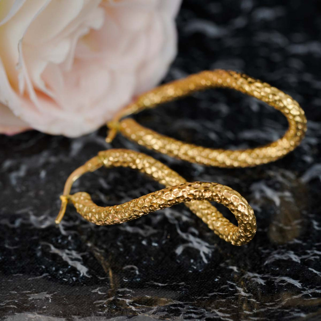 18K Solid Yellow Gold Hoop Earrings 2.36g
