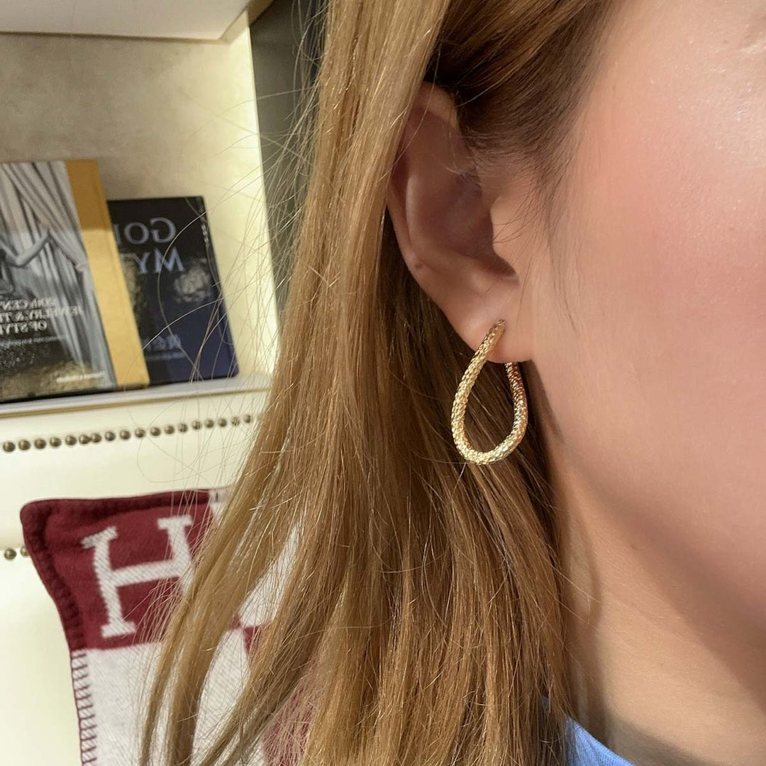 18K Solid Yellow Gold Hoop Earrings 2.36g