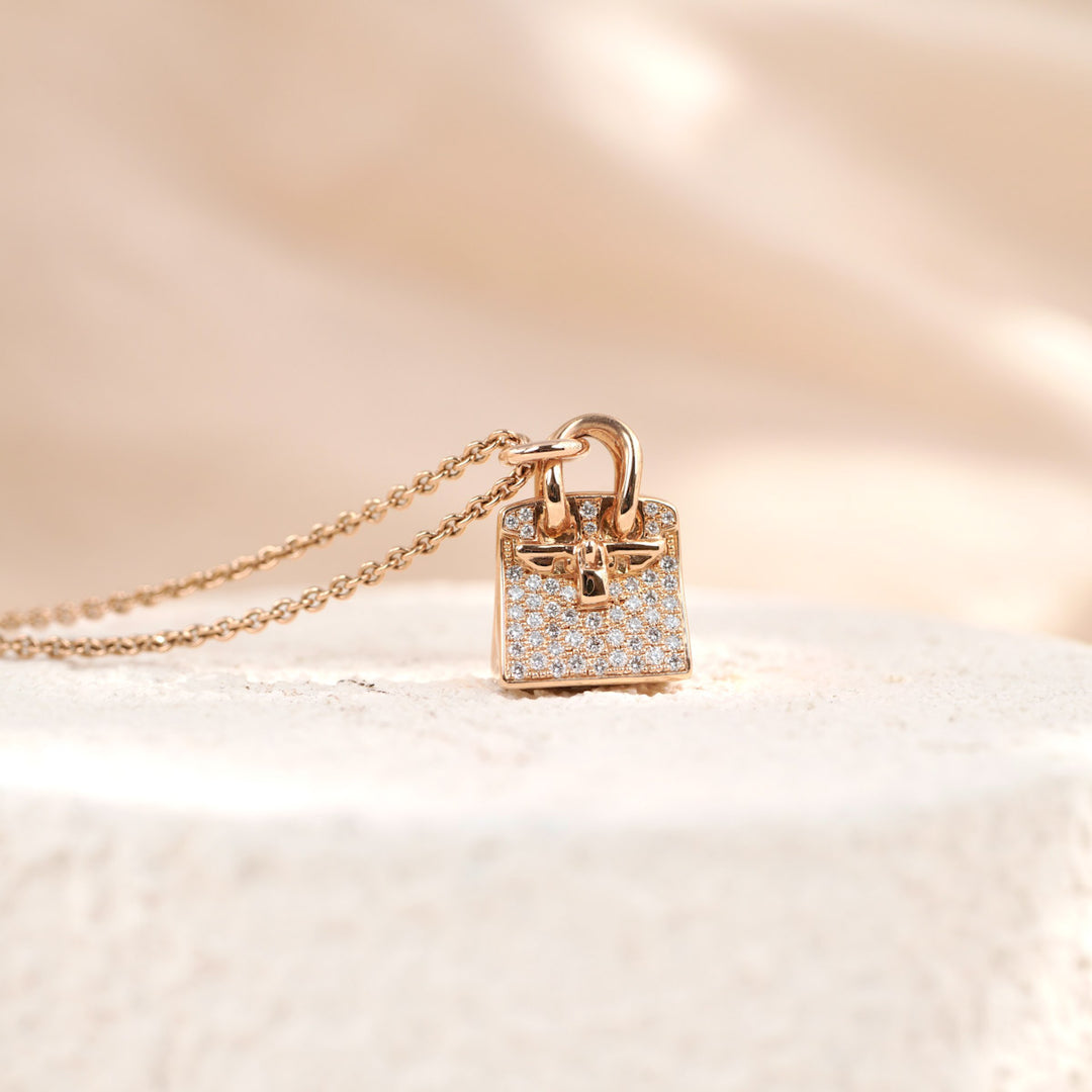Hermes  Amulette Birkin Diamond Necklace 18K Gold