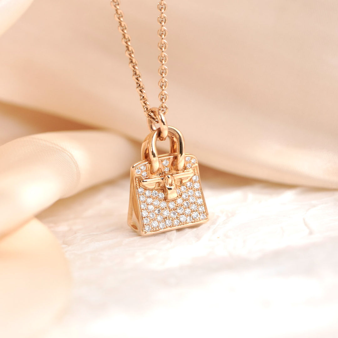 Hermes  Amulette Birkin Diamond Necklace 18K Gold