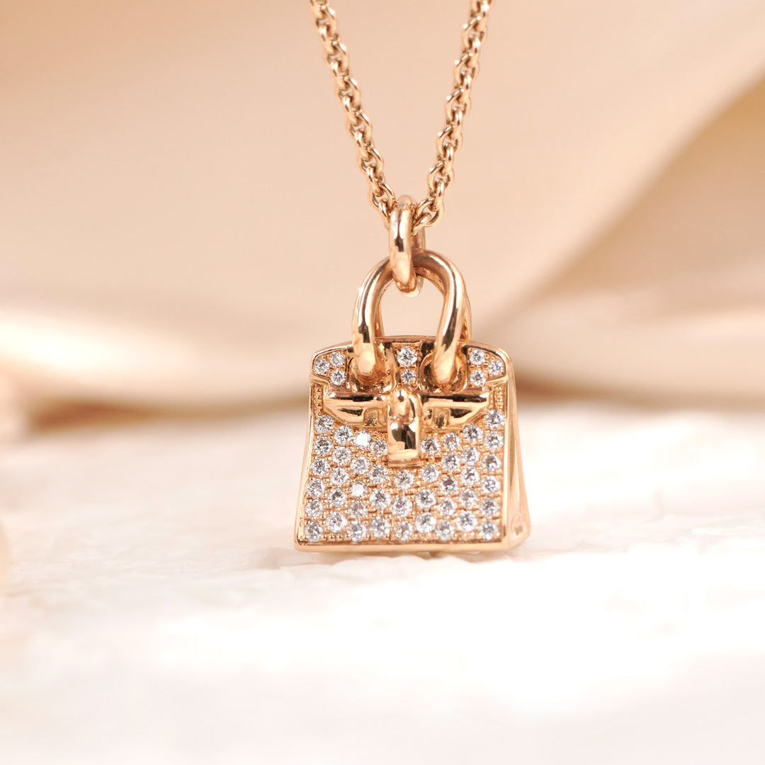 Hermes  Amulette Birkin Diamond Necklace 18K Gold