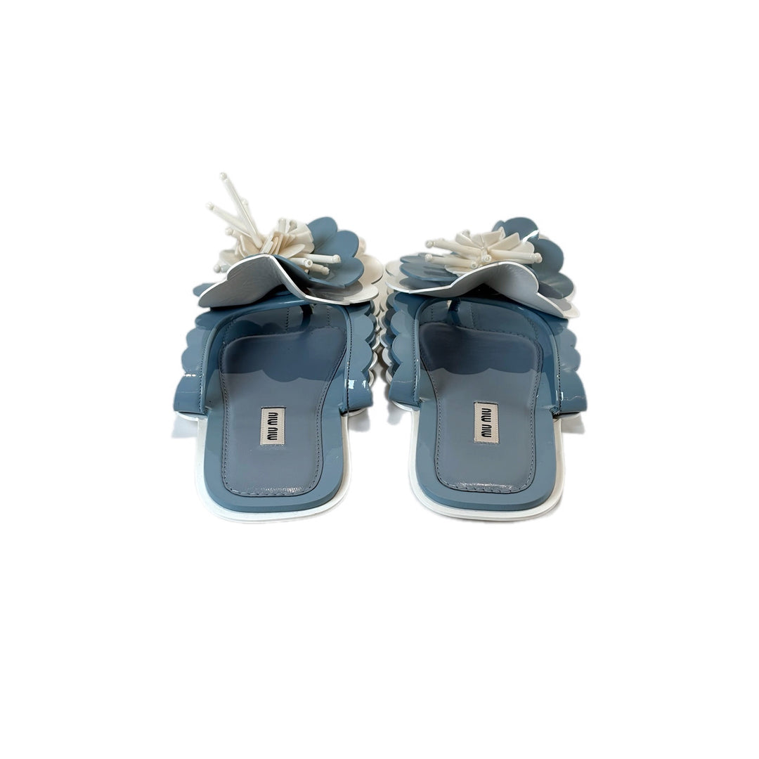 Miumiu Blue Sandle With Flower Design Size #36