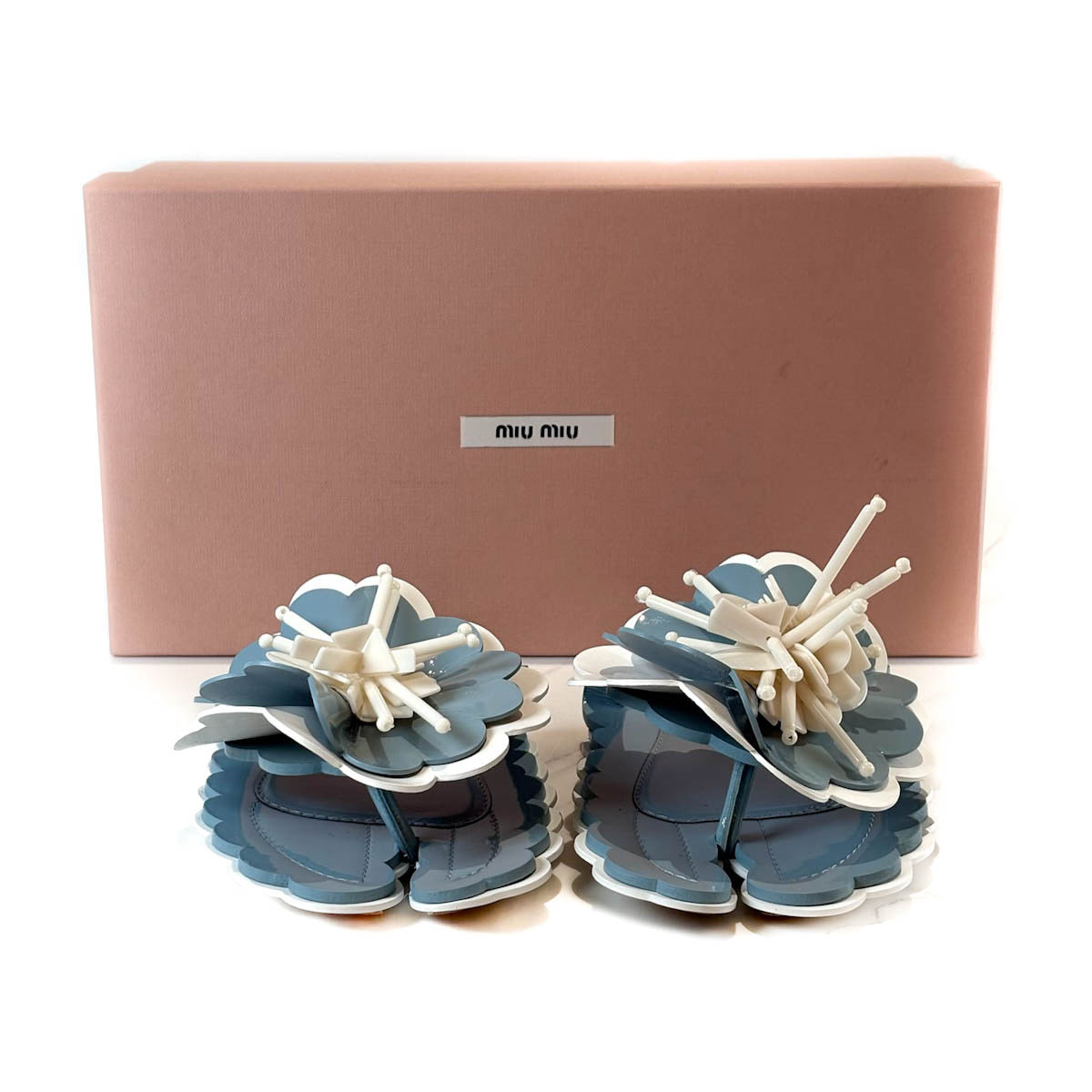 Miumiu Blue Sandle With Flower Design Size #36