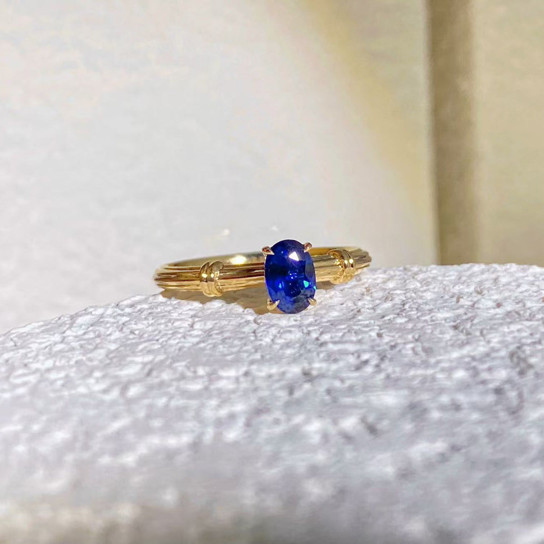 Natural Blue Sapphire Ring D0.56ct 18K, Sri Lanka Royal Blue
