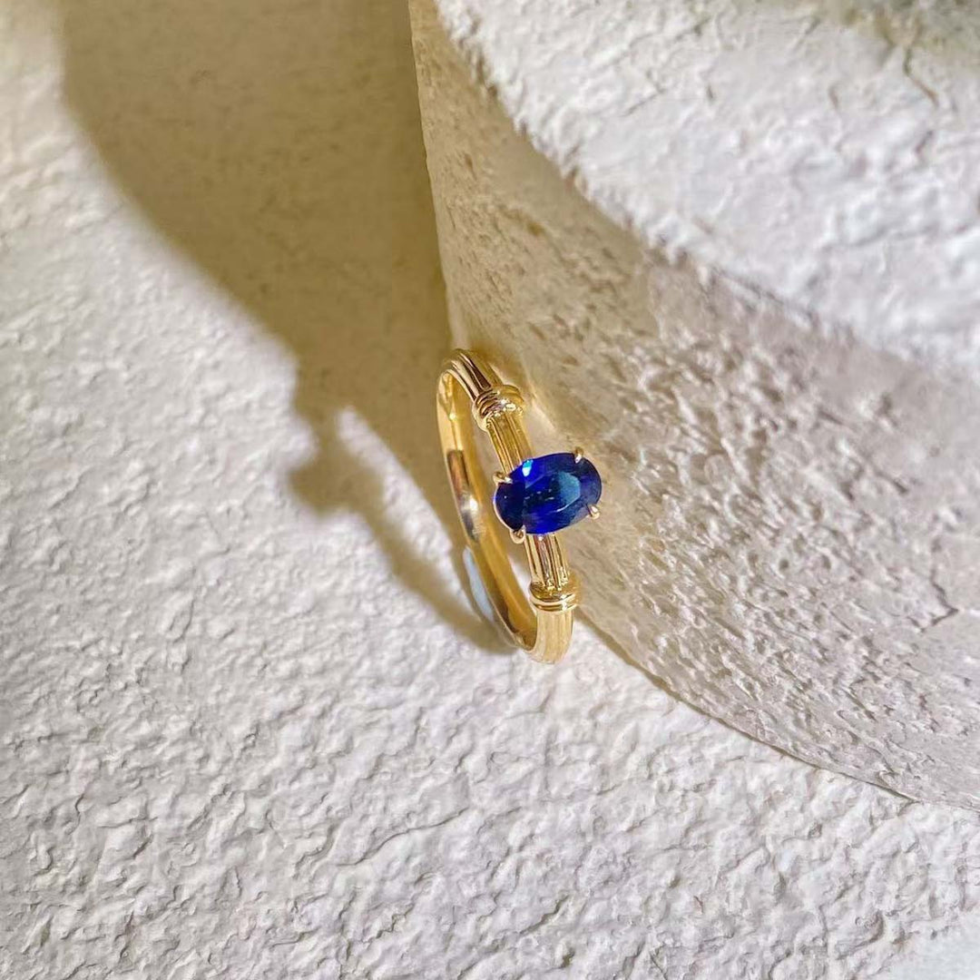Natural Blue Sapphire Ring D0.56ct 18K, Sri Lanka Royal Blue