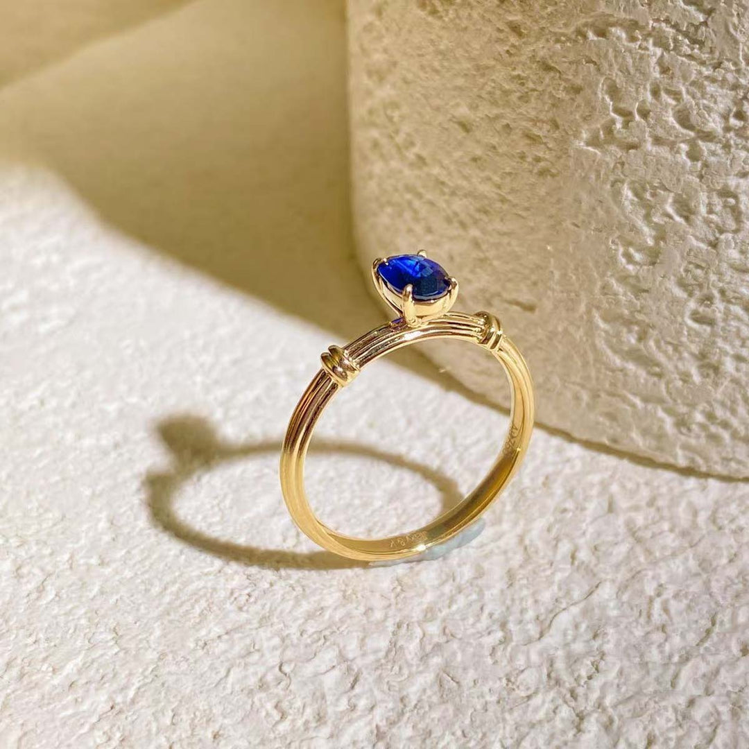 Natural Blue Sapphire Ring D0.56ct 18K, Sri Lanka Royal Blue