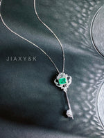 Emerald and Diamond Key Brooch / Pendant - Jiaxyk