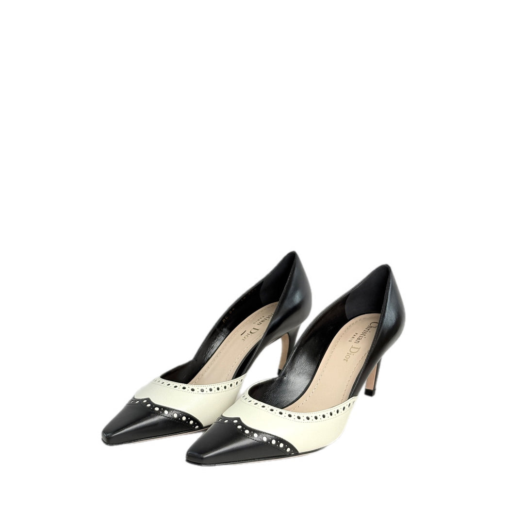 Dior D’Orsay Black and White Pump Shoes #37.5