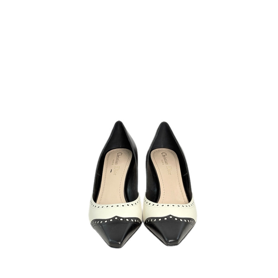 Dior D’Orsay Black and White Pump Shoes #37.5