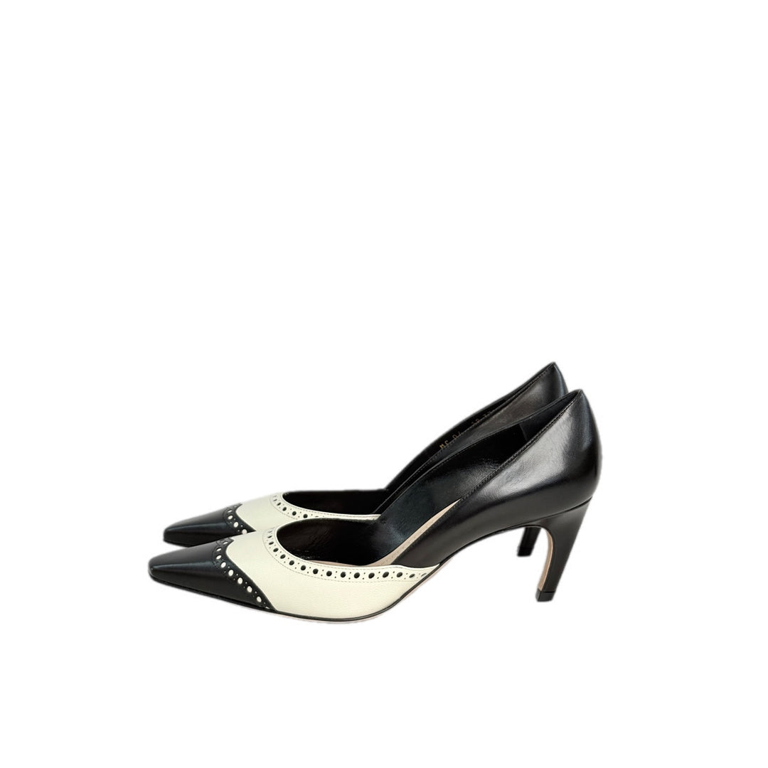 Dior D’Orsay Black and White Pump Shoes #37.5