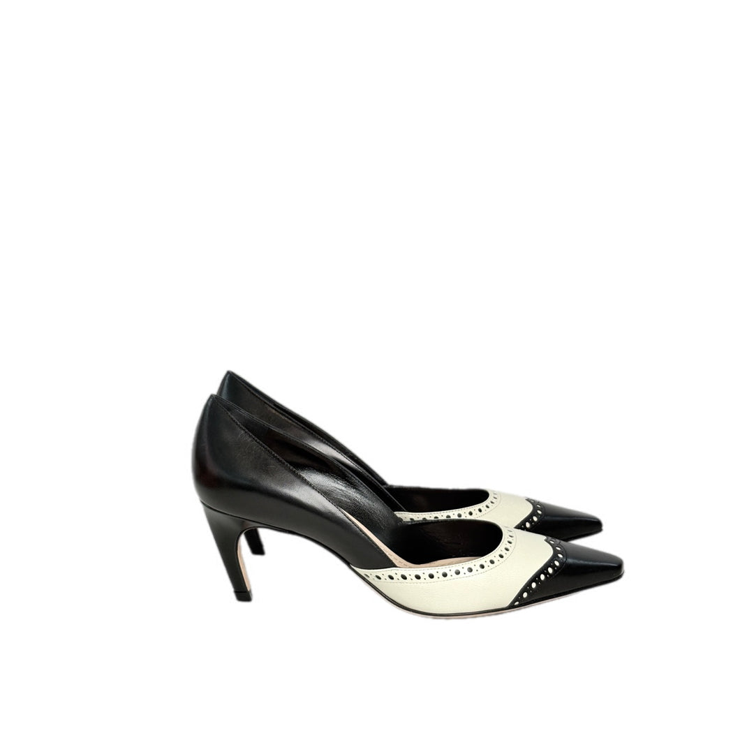Dior D’Orsay Black and White Pump Shoes #37.5