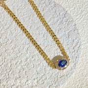 Natural Sri Lanka Sapphire Diamond Bracelet D1.02ct d0.208ct. 18K Royal Blue