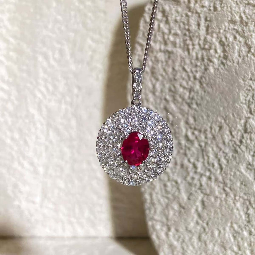 Natural Ruby Necklace D0.77 d0.81ct PT, Burma(Myanmar) Pigeon Blood