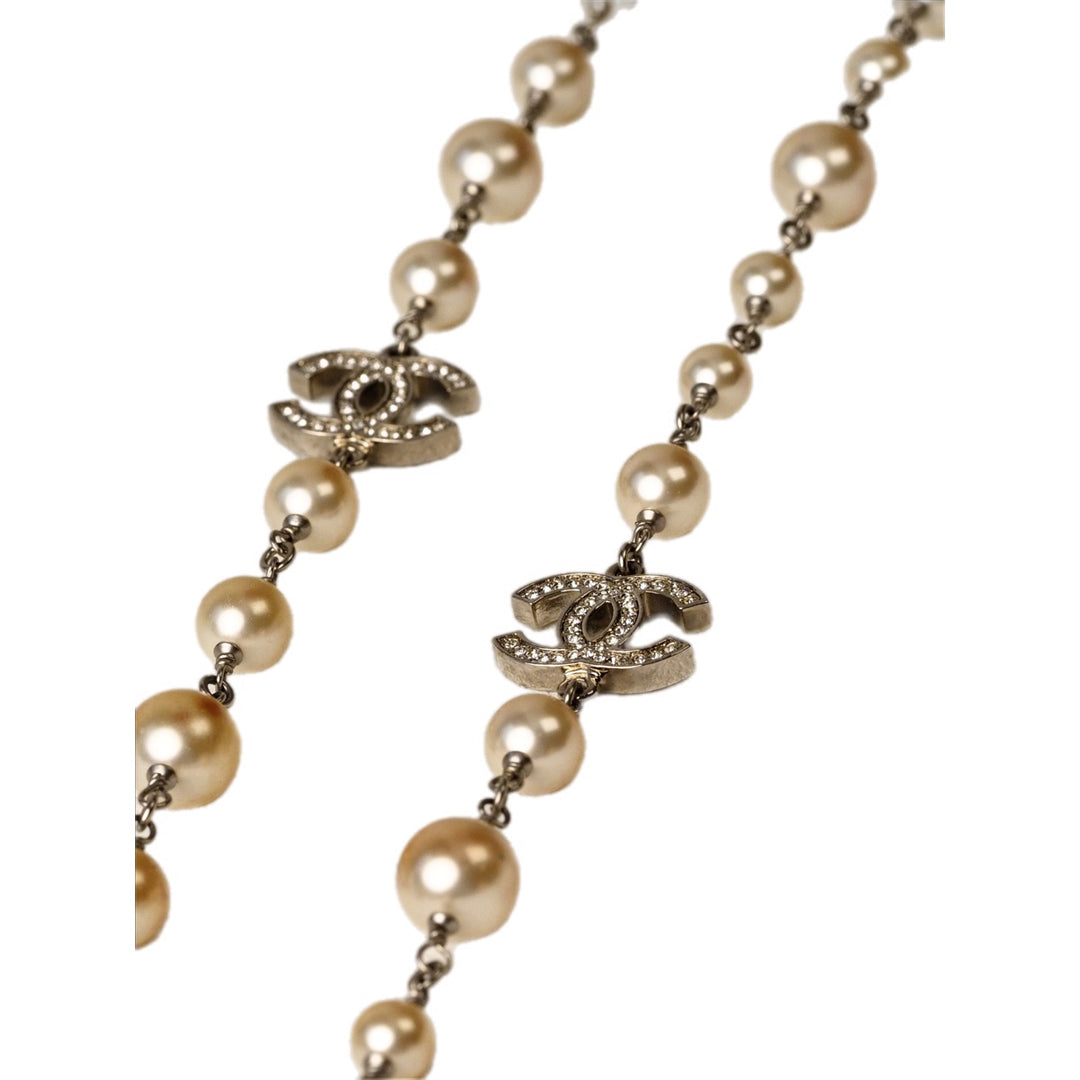 Chanel CC Pearl & Crystal Long Necklace