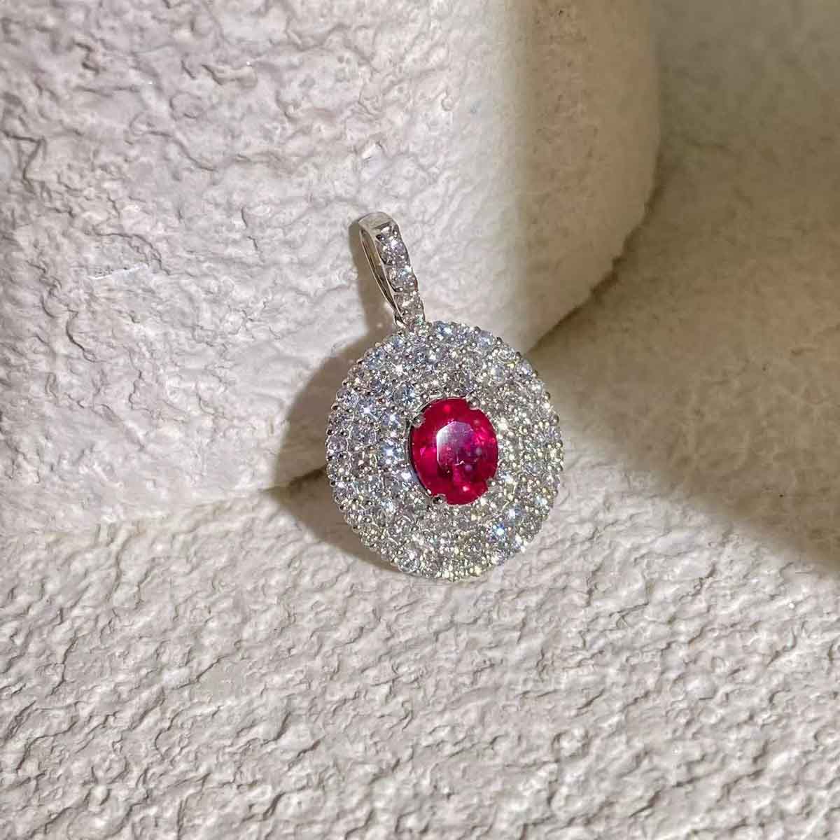 Burma(Myanmar) Pigeon Blood Ruby Diamond Necklace D0.77 d0.81ct ...
