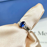 Natural Blue Sapphire Ring D1.73 d0.42ct PT, Sri Lanka GRS Royal Blue NO HEAT