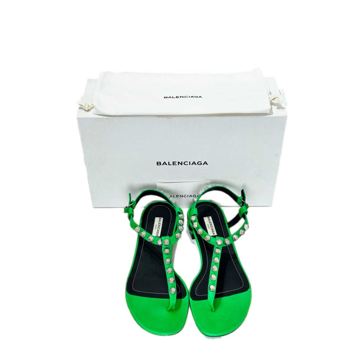 Balenciaga Arena Studded Thong Sandals Green #38.5